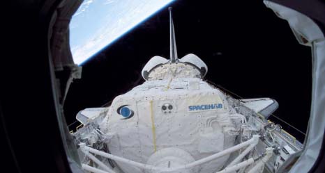 SPACEHAB Research Double Module Seen from Flight Deck