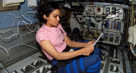 Kalpana Chawla Checks Procedures on SPACEHAB