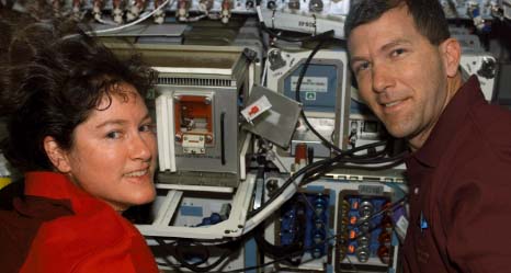 Laurel Clark and Rick Husband in SPACEHAB