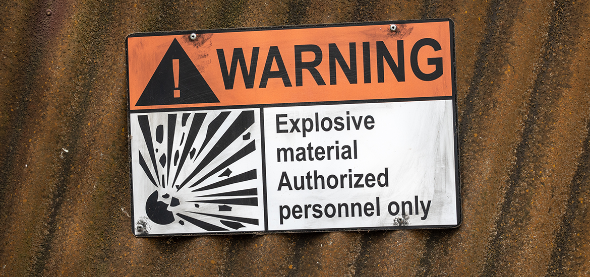 Explosives Warning Sign