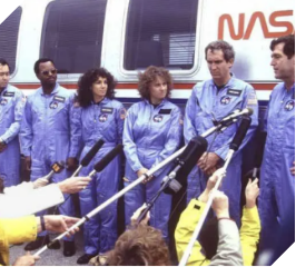 Challenger Crew Gathers for Press Conference